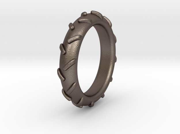 Traktortire Ring - Part 4 in Polished Bronzed Silver Steel