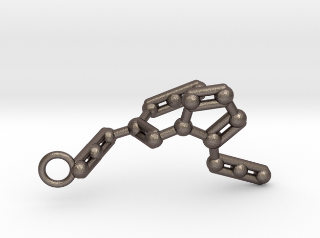 Azidoazide Azide Molecule Keychain in Polished Bronzed Silver Steel