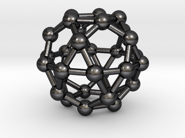 0394 Icosidodecahedron V&E (a=1cm) #003 in Polished and Bronzed Black Steel