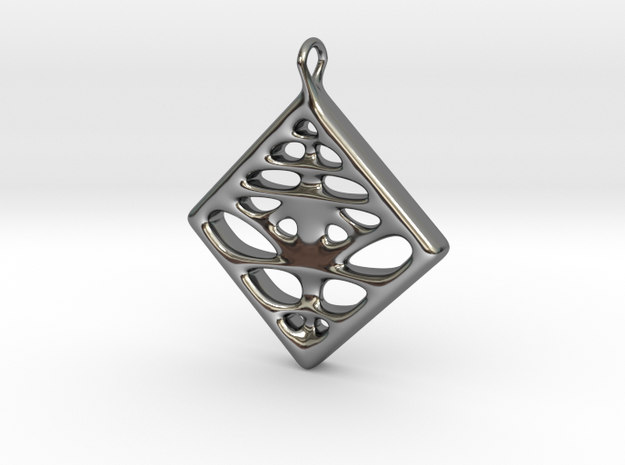 Voronoi Pendant in Fine Detail Polished Silver