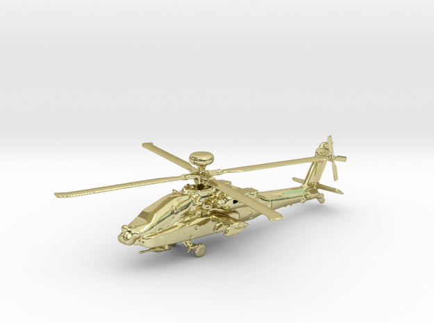 Helicopter Apache Ah-64 Gold & precious materials in 18k Gold Plated Brass