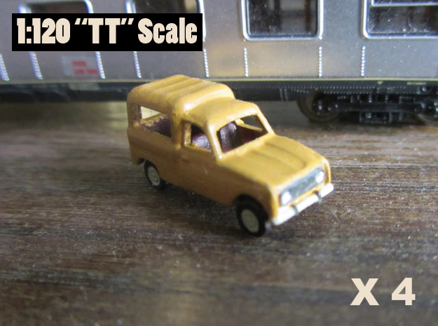 Renault 4 L van 1:120 scale (Lot of 4 cars) in Tan Fine Detail Plastic
