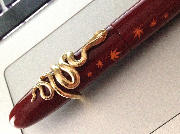 Snake Roll-stopper for Fountain Pen 16mm in Natural Brass