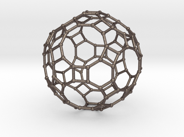 0284 Great Rhombicosidodecahedron V&E (a=1cm) #002 in Polished Bronzed Silver Steel