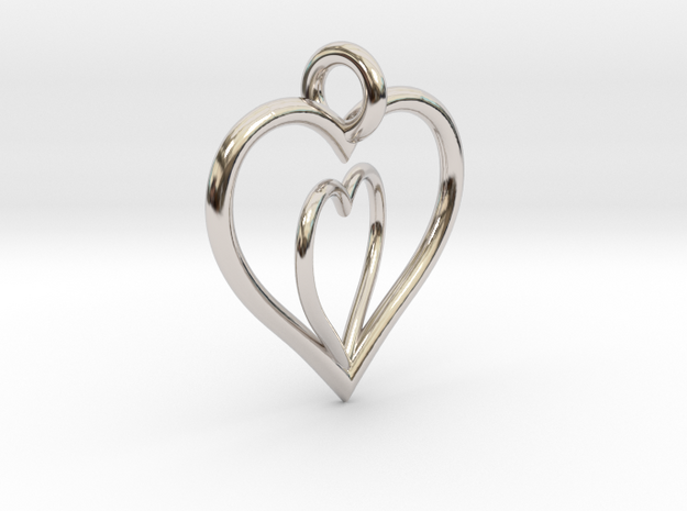 Love Hearts in Rhodium Plated Brass