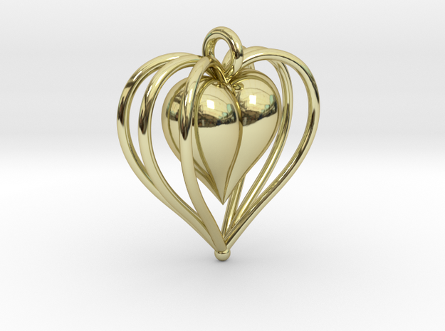 Hearts Cage in 18k Gold Plated Brass