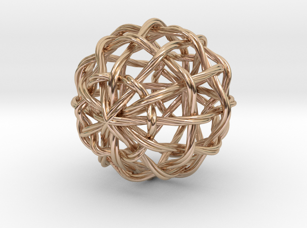 0396 Waves on the Sphere (d=5cm) #002 in 14k Rose Gold Plated Brass