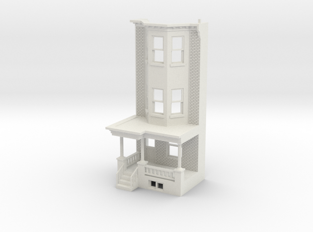 O scale WEST PHILLY 3S ROW HOME  Brick LD FRONT in White Natural Versatile Plastic