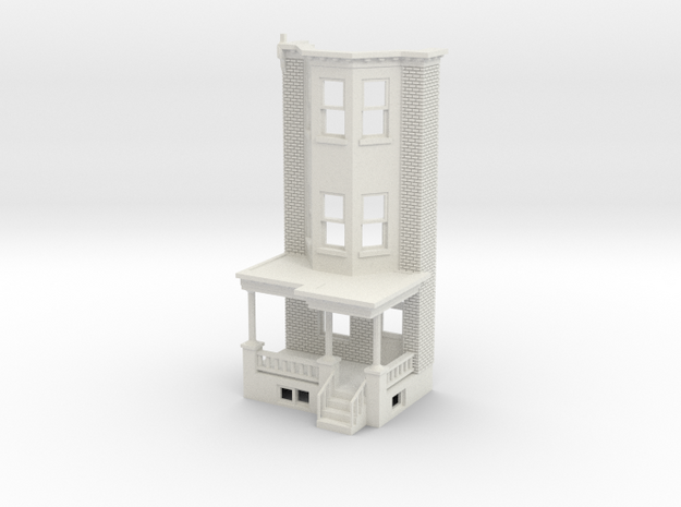 O scale WEST PHILLY 3S ROW HOME Brick RD FRONT in White Natural Versatile Plastic