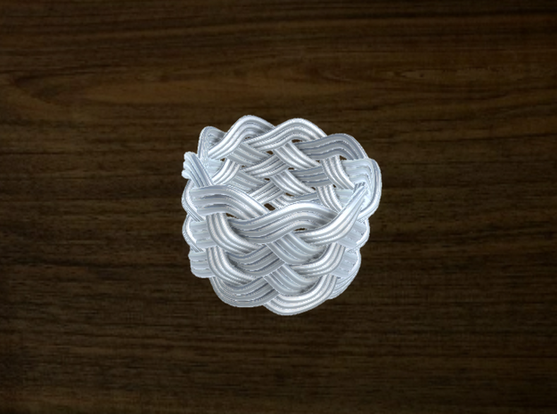 Turk's Head Knot Ring 6 Part X 9 Bight - Size 7.5 in White Natural Versatile Plastic