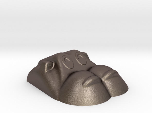 Hippopotamus-4 in Polished Bronzed Silver Steel