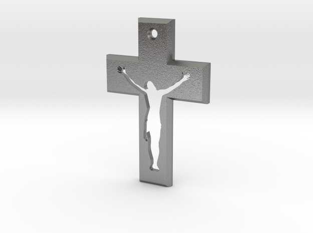 Crucifix Beta 3x2cm in Natural Silver