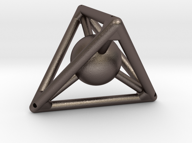 Small Tetra with Sphere (small reinf.) in Polished Bronzed Silver Steel