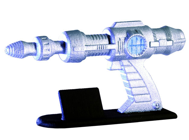 Futuristic Proton Pistol Miniature in White Processed Versatile Plastic
