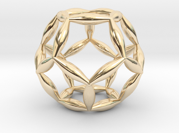 Flower Of Life Dodecahedron in 14K Yellow Gold