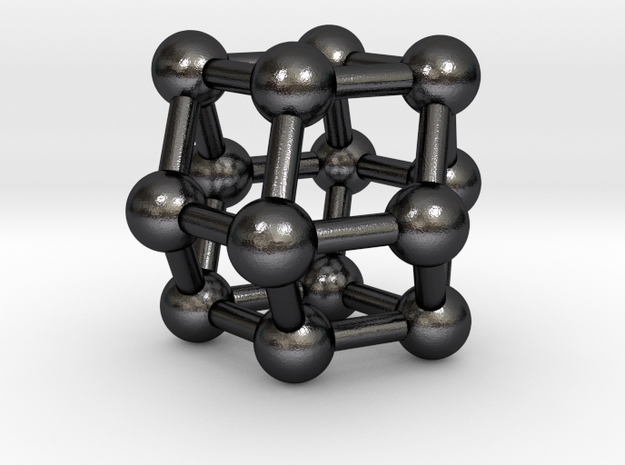 0306 Rhombic Dodecahedron V&E (a=1cm) #003 in Polished and Bronzed Black Steel