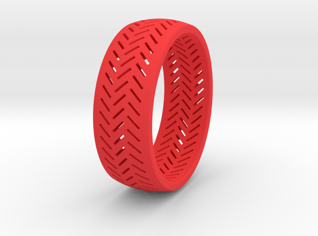 Herringbone Ring Size 7.5 in Red Processed Versatile Plastic