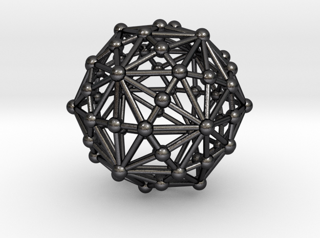 0318 Disdyakis Triacontahedron (a=1cm) #003 in Polished and Bronzed Black Steel