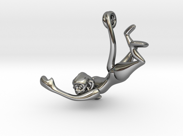 3D-Monkeys 018 in Fine Detail Polished Silver