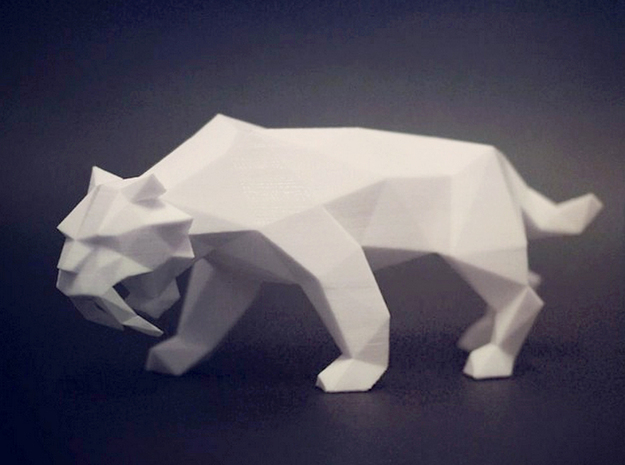 Saber Toothed Tiger in White Processed Versatile Plastic
