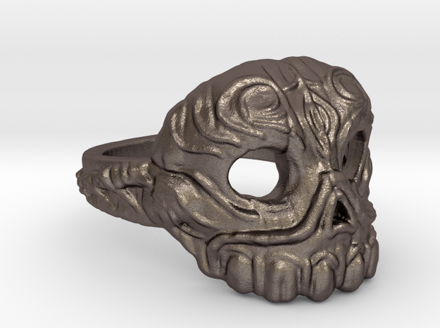 Dr.K Skull Ring Size 11 in Polished Bronzed Silver Steel