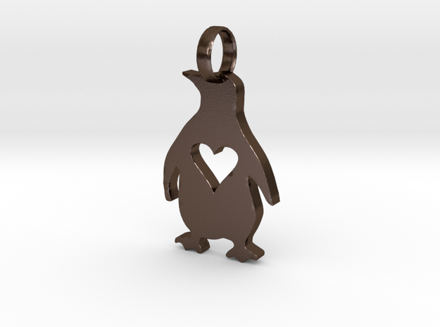 Penguin Love in Polished Bronze Steel