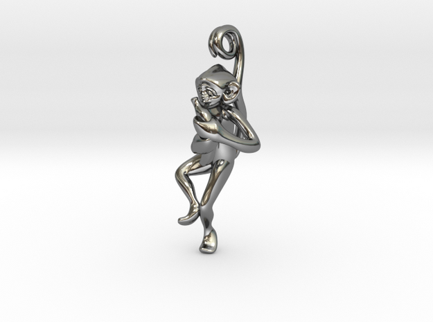 3D-Monkeys 123 in Fine Detail Polished Silver