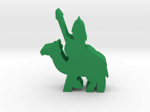 Game Piece, Saracen Spearman On Camel in Green Processed Versatile Plastic