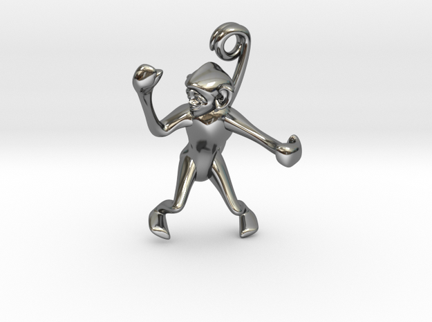 3D-Monkeys 219 in Fine Detail Polished Silver