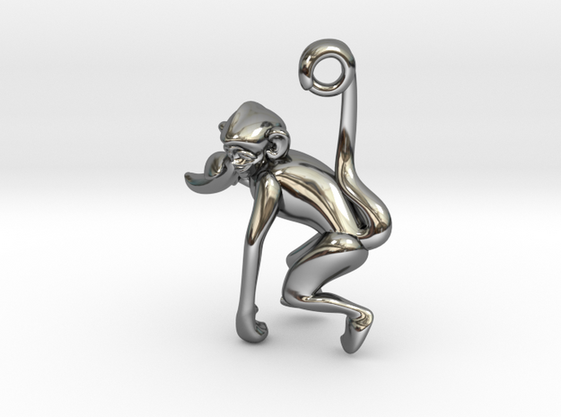 3D-Monkeys 223 in Fine Detail Polished Silver