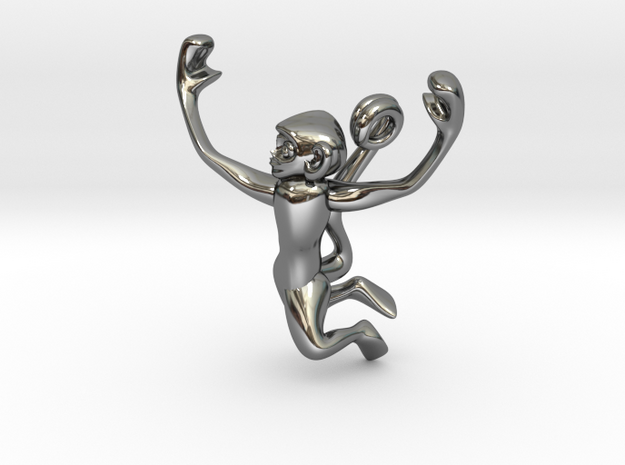 3D-Monkeys 243 in Fine Detail Polished Silver