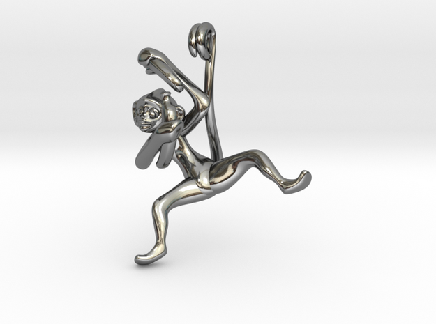 3D-Monkeys 249 in Fine Detail Polished Silver