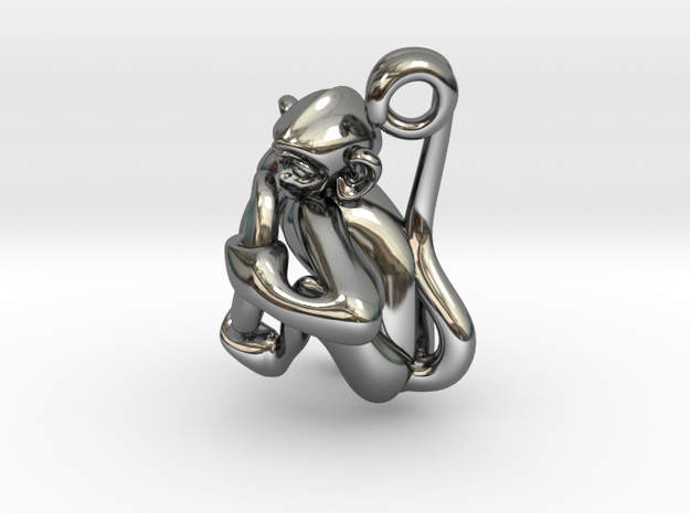 3D-Monkeys 255 in Fine Detail Polished Silver