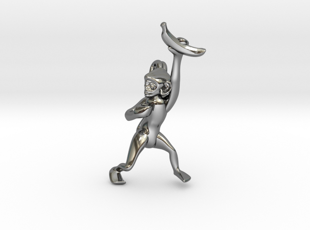 3D-Monkeys 261 in Fine Detail Polished Silver