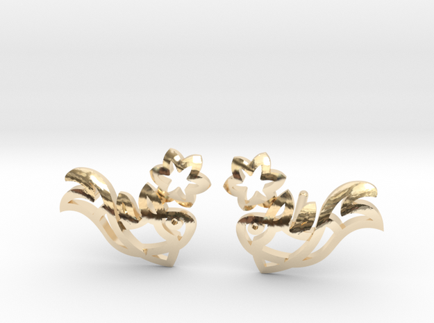 Earring 'Koi-fish' - Buddhist Symbol of Courage in 14k Gold Plated Brass