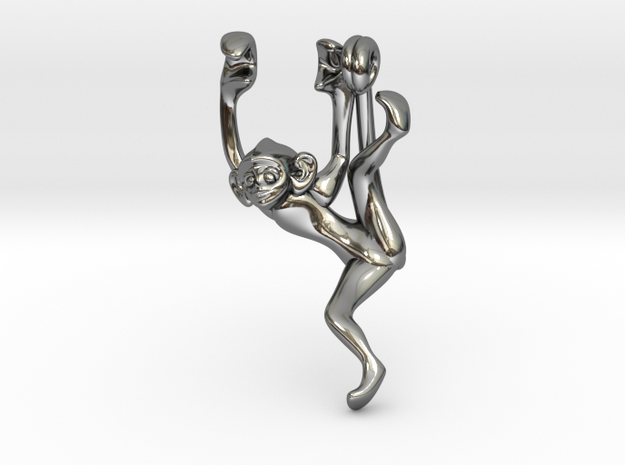 3D-Monkeys 287 in Fine Detail Polished Silver