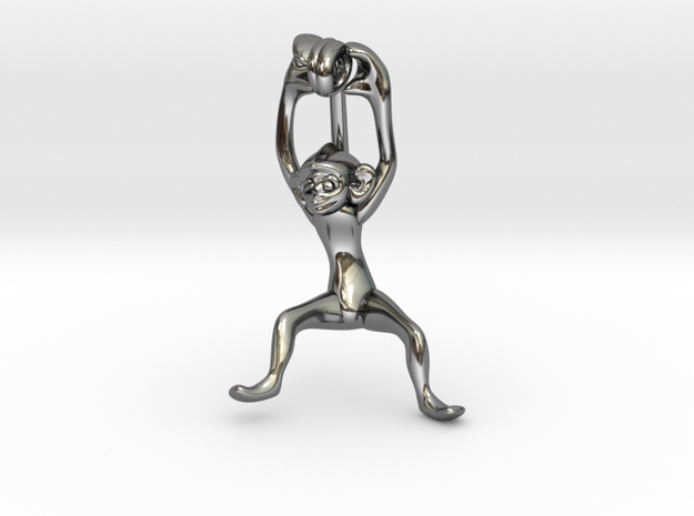 3D-Monkeys 299 in Fine Detail Polished Silver