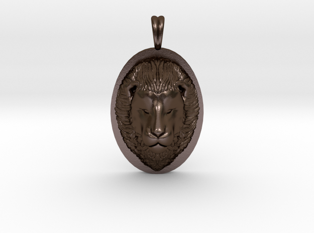 Lion Head Necklace Jewelry - Leo Sign - Symbol in Polished Bronze Steel