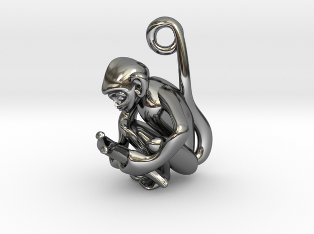 3D-Monkeys 338 in Fine Detail Polished Silver
