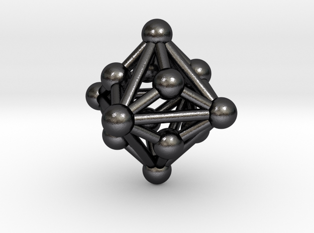 0330 Small Triakis Octahedron V&E (a=1сm) #003 in Polished and Bronzed Black Steel