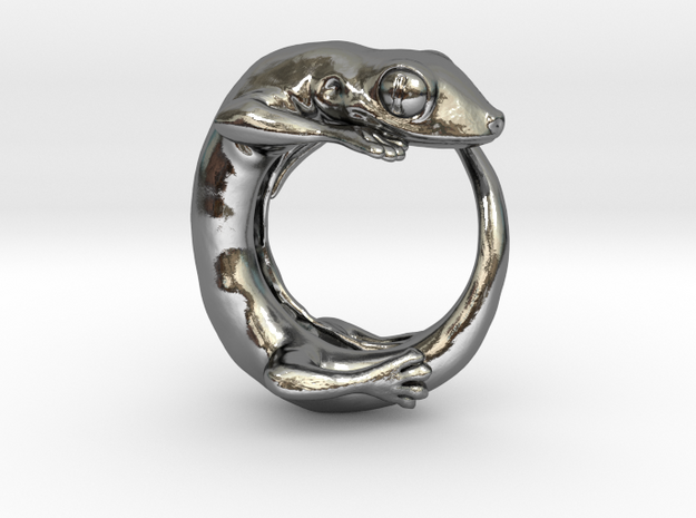 (Size 10) Gecko Ring in Polished Silver