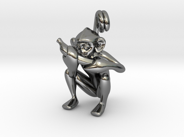 3D-Monkeys 344 in Fine Detail Polished Silver