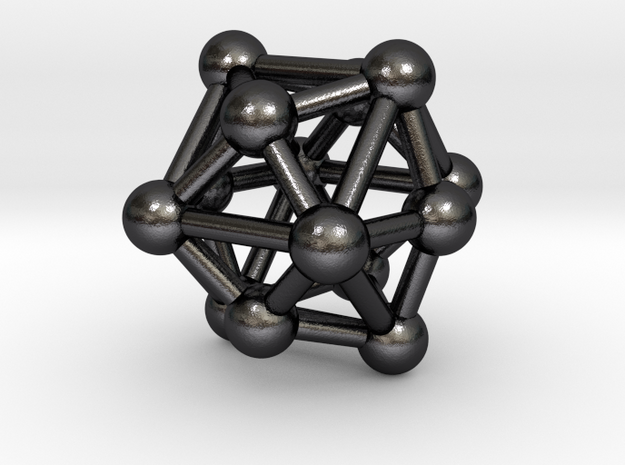 0333 Tetrakis Hexahedron V&E (a=1cm) #003 in Polished and Bronzed Black Steel