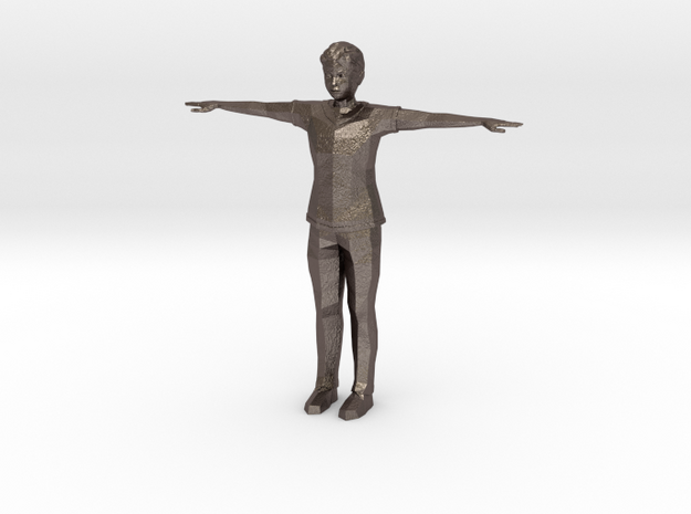 Low Poly Male in Polished Bronzed Silver Steel