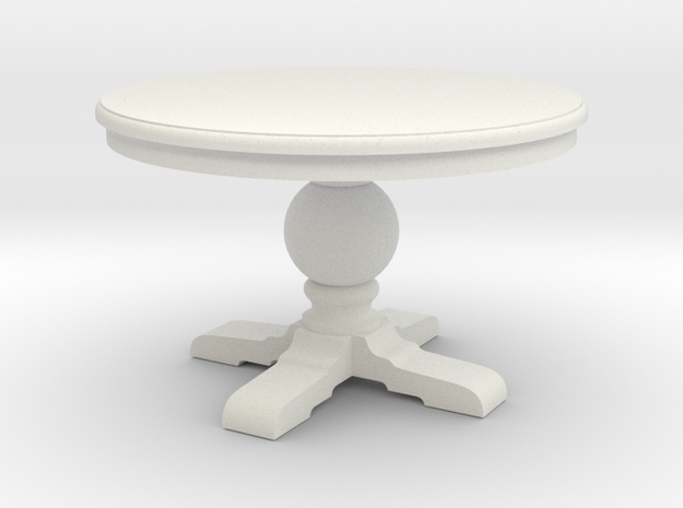 1:48 Round Trestle Table in White Natural Versatile Plastic
