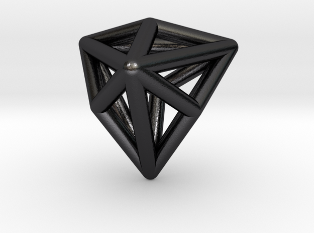 0337 Triakis Tetrahedron E (a=1cm) #001 in Polished and Bronzed Black Steel