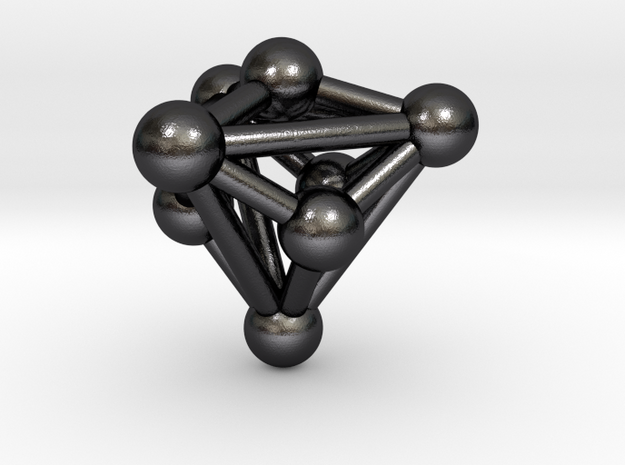 0339 Triakis Tetrahedron V&E (a=1cm) #003 in Polished and Bronzed Black Steel