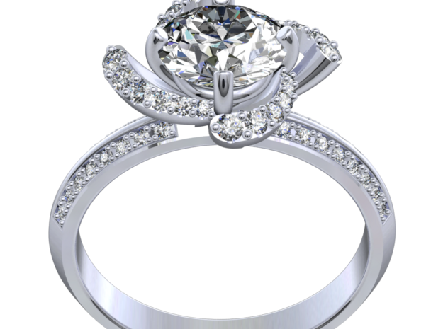CC85- Engagement Ring With Separated Parts Printed in Clear Ultra Fine Detail Plastic