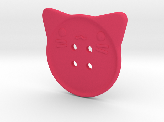 Cat Button in Pink Processed Versatile Plastic