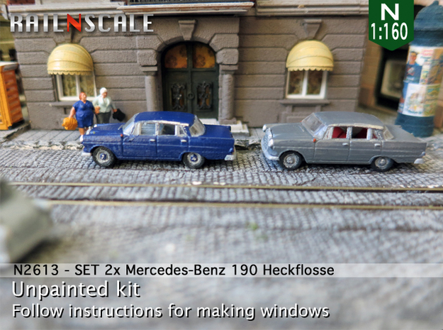 SET 2x Mercedes-Benz 190 (N 1:160) in Tan Fine Detail Plastic
